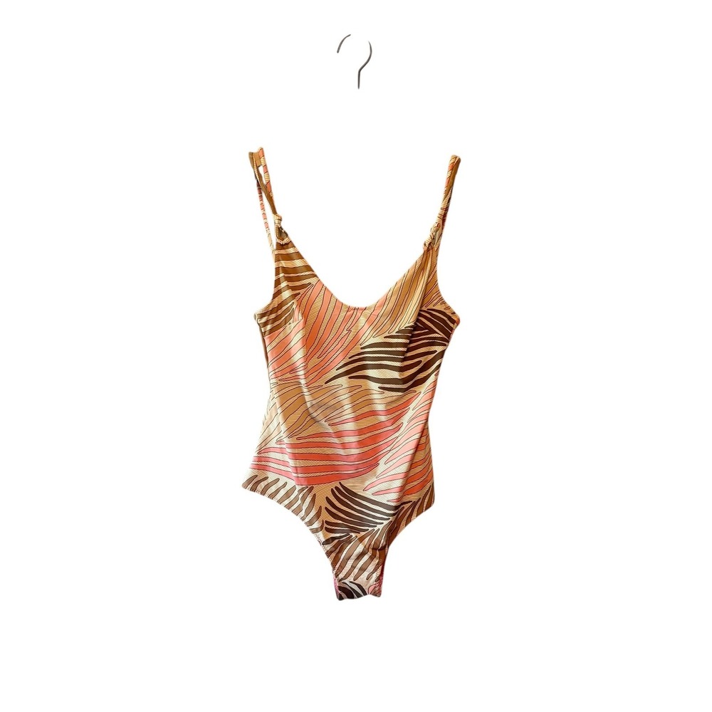 Studio La Perla Pink Brown Tropical Palm Leaf Underwire One Piece‎ Swimsuit 44